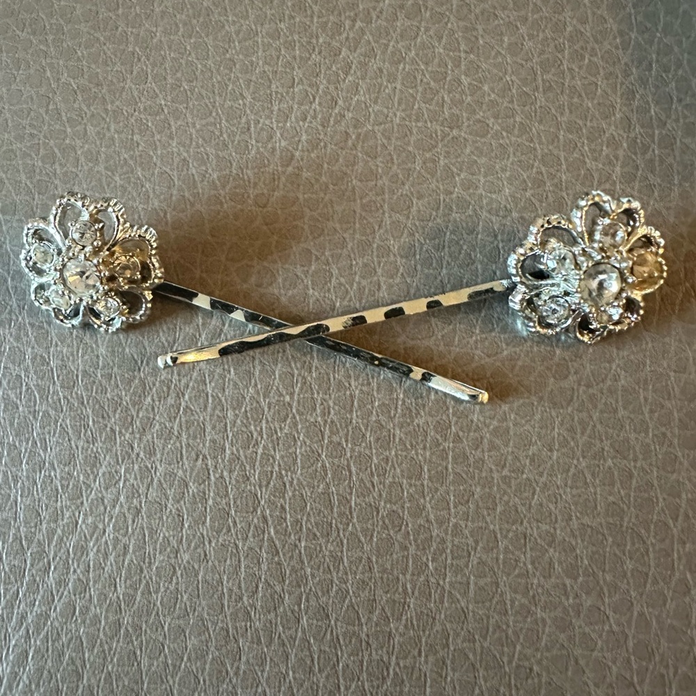 Pair of antique rhinestone Bobby pins